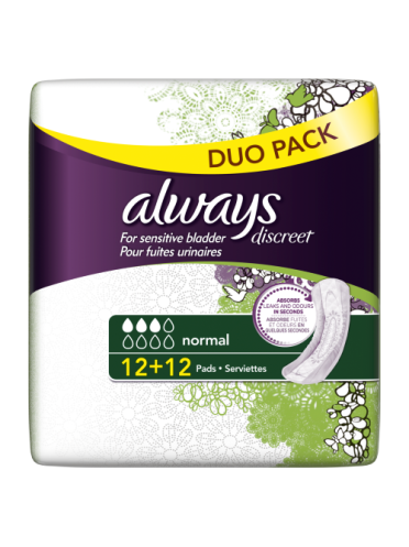 Always Discreet Incontinence Pads Normal Duo Pack x 24