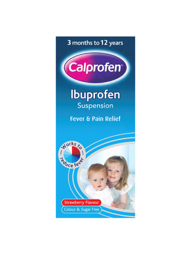 Calprofen Ibuprofen Suspension 3 Months to 12 Years Strawberry Flavour 200ml